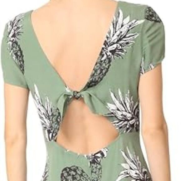 BB Dakota S CottageCore Bow 40s Pineapple Flowy Coquette Summer Dress MilkMaid - Picture 4 of 10